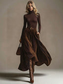 Retro Corduroy Skirt Two-Piece Set