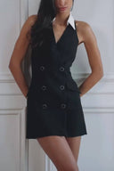 Exquisite Backless Double-Breasted Mini Dress