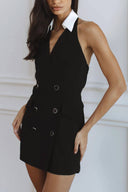 Exquisite Backless Double-Breasted Mini Dress