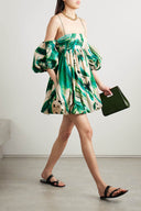 Sexy Off-Shoulder Ruffled Print Puff Sleeve Mini Dress