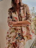 Exquisite Retro Floral Print High-Waisted Loose Pocket Wide-Leg Pants