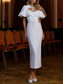 Elegant Puff Sleeve Midi Dress