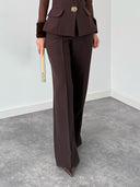 Elegant Plush Detail Button Three-piece Set