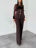 Elegant Tailored High-Waist Suit Trousers