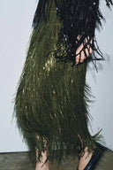 Fashion Sequined Tassel Elegant Midi Skirt