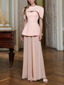 Elegant Shawl-style Square Neck Chiffon Maxi Dress
