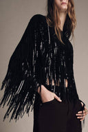 Exquisite Sequin Fringe Long-Sleeve Jacket And Skirt Set