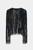 Exquisite Sequin Fringe Long-Sleeve Jacket And Skirt Set