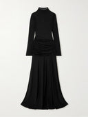 Elegant Sheer Mesh Pleated High-slit Maxi Dress