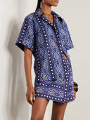 Casual Printed Short-Sleeve Shirt And Skirt Two-Piece Set