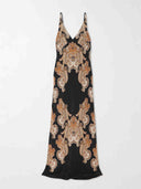 Retro Paisley Print Halter Neck Maxi Dress