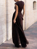 Elegant Asymmetrical Sleeveless Chiffon Vest Two-Piece Set