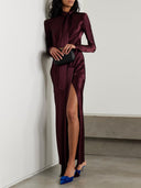Elegant Lace-up Satin Maxi Dress