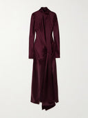 Elegant Lace-up Satin Maxi Dress