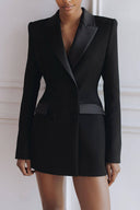 Elegant Double-Breasted Lapel Tuxedo Mini Dress