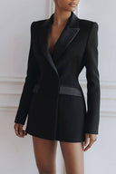 Elegant Double-Breasted Lapel Tuxedo Mini Dress