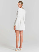 Elegant Square Neck Crystal Embellished Mini Dress