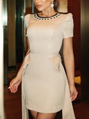 Elegant Rhinestone Bow Tie Mini Dress
