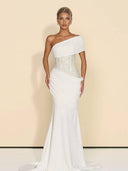 Sequin Splicing Off-Shoulder Pleated Maxi Dress