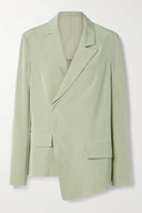 Fashion Asymmetric Crepe Blazer Pleated Pocket Wide-Leg Pants Set
