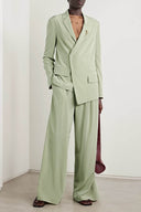 Fashionable Pleated Pocket Wide-Leg Pants