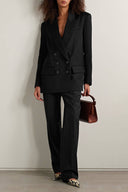 Fashion Double-Breasted Colorblock Back Twill Blazer