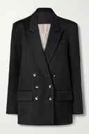 Fashion Double-Breasted Colorblock Back Twill Blazer