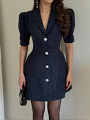 Elegant Tweed Coat-style Mini Dress