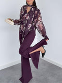 Exquisite Printed Long-sleeved Shirt Two-piece Set