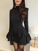Exquisite Flared Sleeve Ruffle Mini Dress