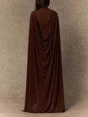 Elegant Pleated Flowing Shawl Two-piece Maxi Dress