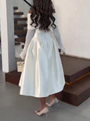 Elegant Off-Shoulder Satin Midi Dress
