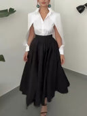 Elegant Cape-Shoulder Structured White Shirt