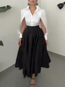 Elegant Cape-Shoulder Structured White Shirt