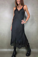 Fashion Lace-Trimmed Spaghetti Strap Casual Midi Dress