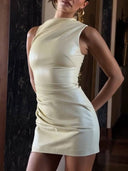 Pleated Design Slim-Fit Mini Dress