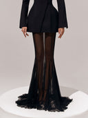 Elegant Sheer Mesh Flared Skirt