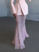 Elegant Sheer Mesh Flared Skirt
