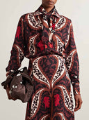 Retro Print Midi Skirt