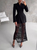 Elegant Lace Elastic Waist Skirt