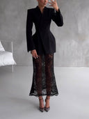 Elegant Lace Elastic Waist Skirt