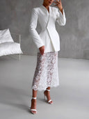 Elegant Lace Elastic Waist Skirt