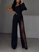 Elegant One-shoulder Sequined Jumpsuit