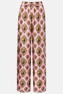 Exquisite Printed High-Waisted Satin Wide-Leg Pants