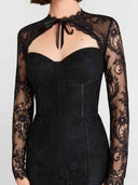 Elegant Lace Long-sleeved Bodycon Midi Dress
