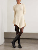 Casual Asymmetrical Cable Knit Sweater Mini Dress