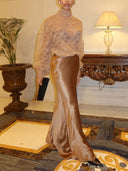 Exquisite Satin High-Waist Maxi Skirt