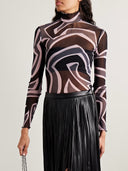 Retro Geometric Abstract Print Mesh T-shirt