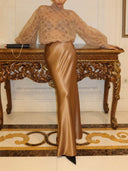 Exquisite Satin High-Waist Maxi Skirt
