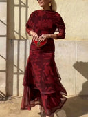 Elegant Mesh Printed Split Maxi Dress